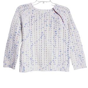 Free People Cream & Blue Speckled Wool Blend Open Knit Sweater Girls Size Large